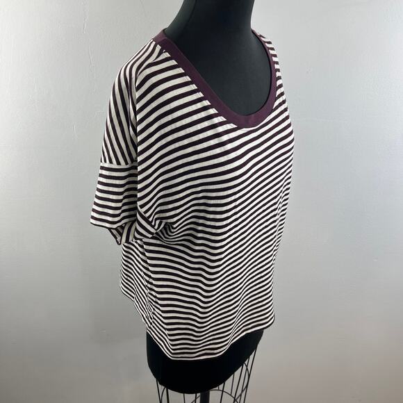 Rivet & Thread Madewell Oversized Tee Stripe Purple White Short Sleeves XL NEW - Picture 5 of 12